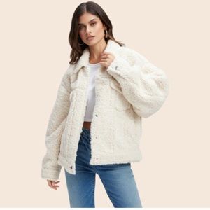 Good American Good ’90s Sherpa Trucker Jacket Size 1